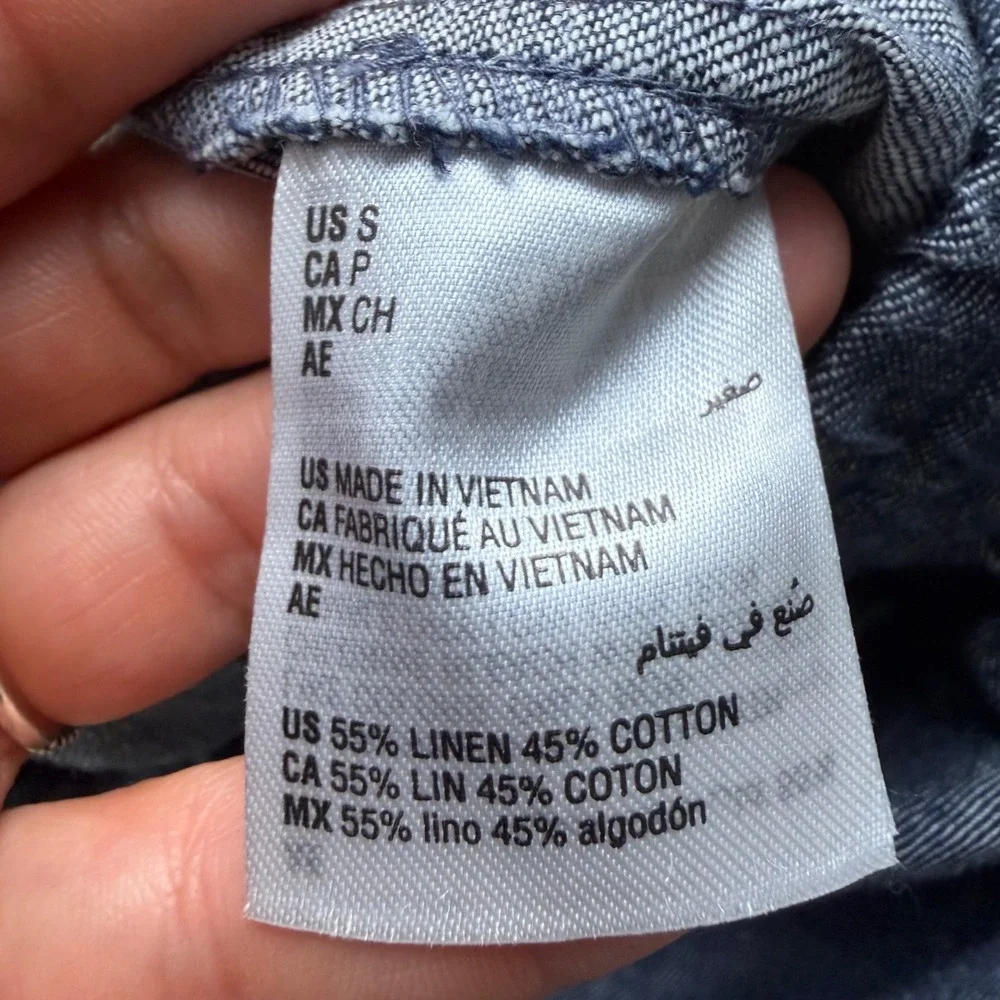 Sun + Stone Mens Navy Blue Linen Cotton Blend Jogger Pants Small Breathable